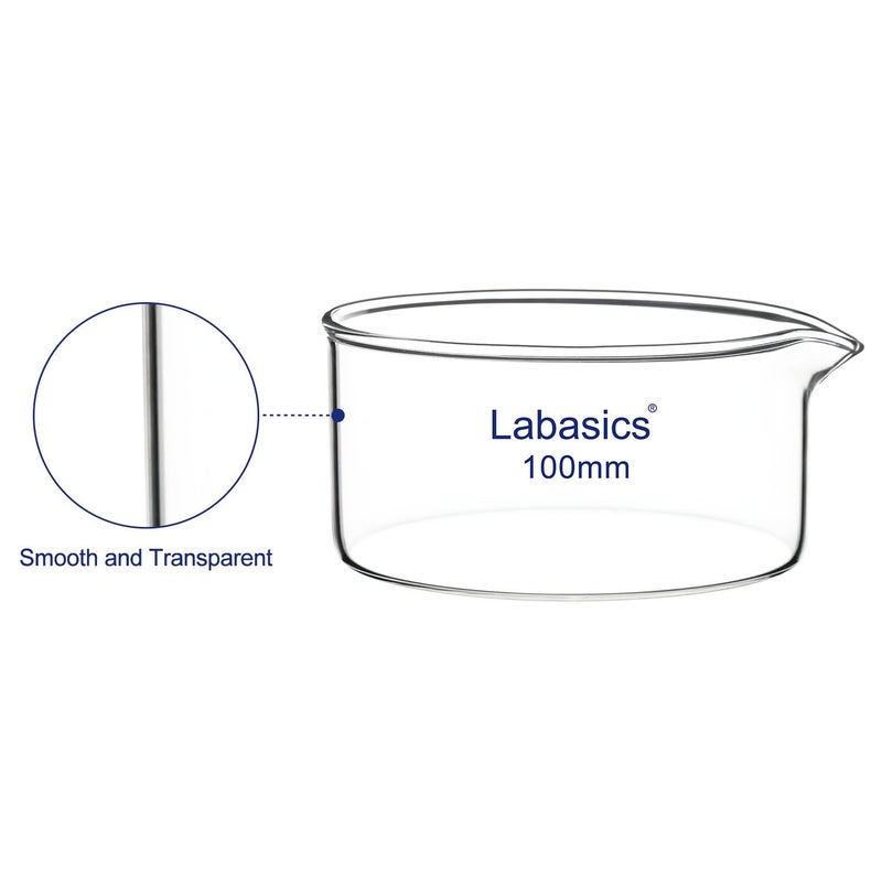 Labasics Crystallizing Dish with Spout and Heavy-Duty Rim, Thick-Walled Design High Borosilicate Glass Reusable Crystallizing Dishes for Crystallization and Evaporation, 300 ml Capacity OD 100 mm - Image 2